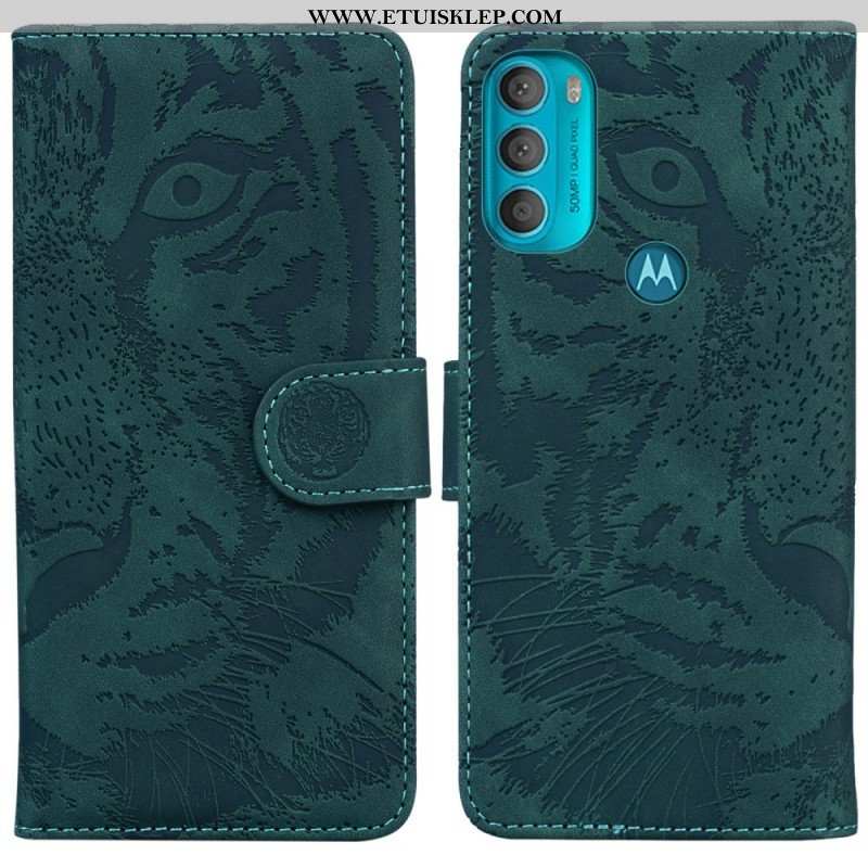 Etui Folio do Moto G71 5G Nadruk Twarzy Tygrysa